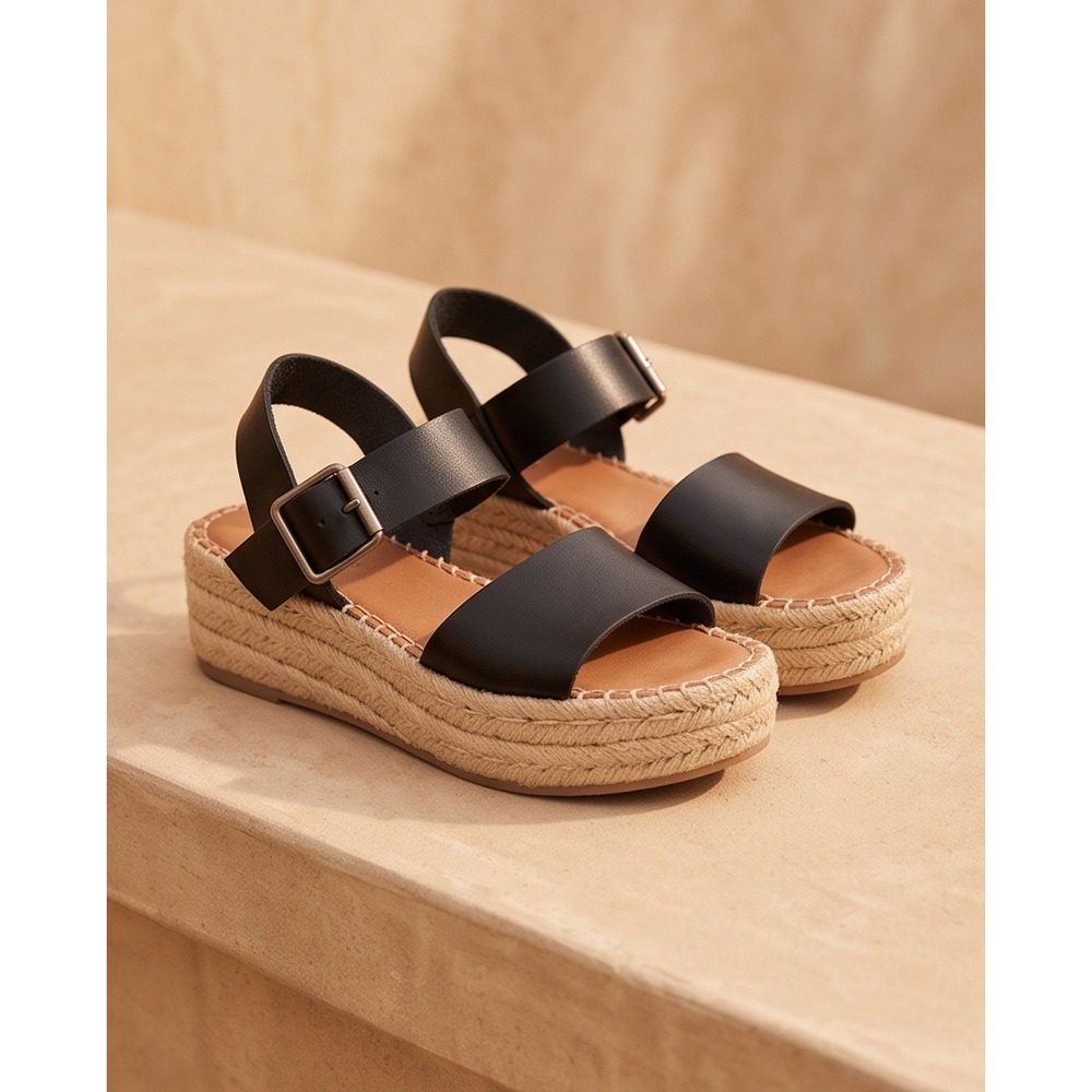 Universal Thread 9 Rae Espadrille Platform Sandals Black NWT *Size Tag Mismarked